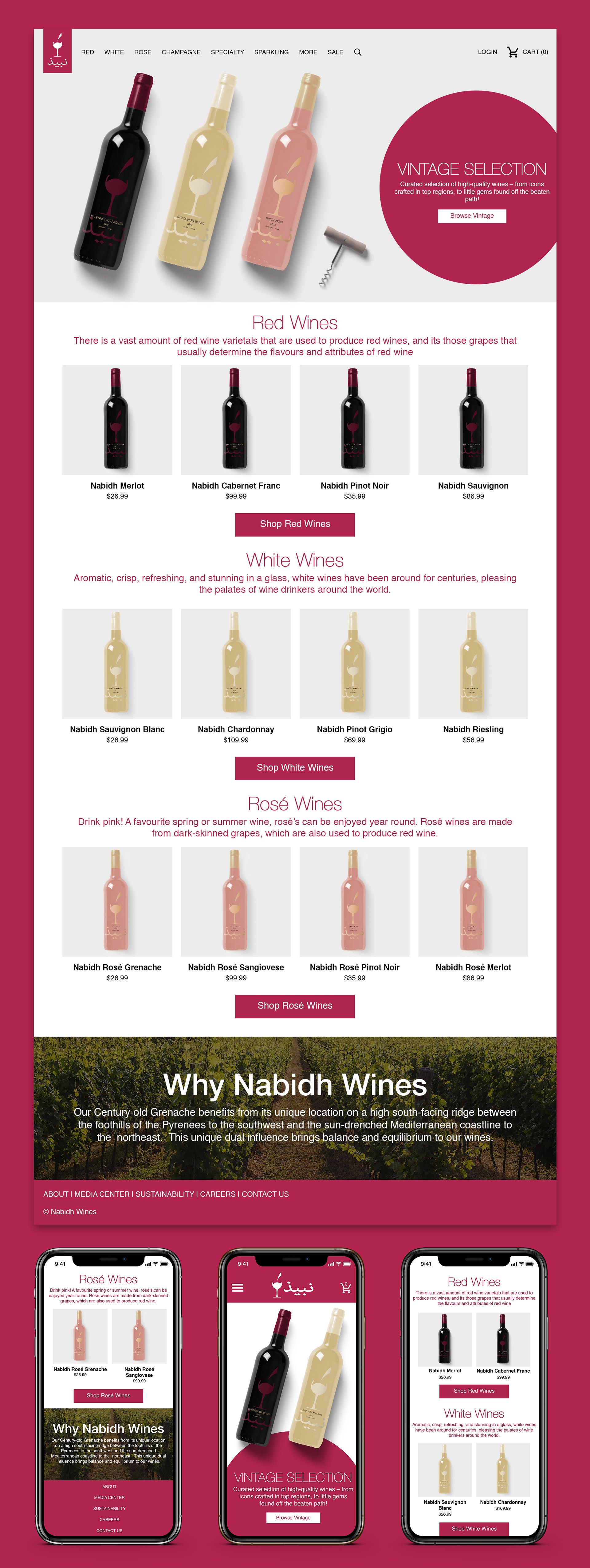 Homepage Website Design Wine Nabidh